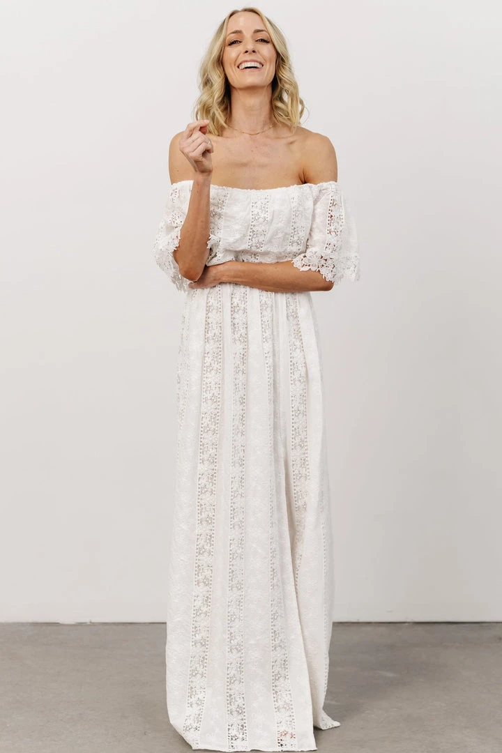 Soi Dove Lace Off Shoulder Maxi Dress | White Dresses 7 Soi Dove Lace Off Shoulder Maxi Dress | White Dresses