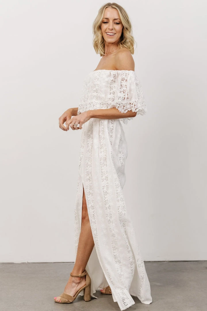 Soi Dove Lace Off Shoulder Maxi Dress | White Dresses 2 Soi Dove Lace Off Shoulder Maxi Dress | White Dresses