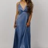 FT Dresses Dover Satin Maxi Dress | Slate Blue