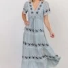 POL Dublin Embroidered Maxi Dress | Blue