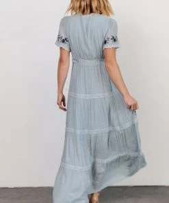 POL Dublin Embroidered Maxi Dress | Blue