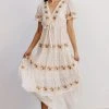 POL Dublin Embroidered Maxi Dress | Natural Dresses