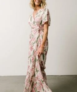 AK Eartha Open Back Wrap Dress | Orchid Floral Dresses