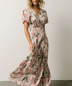 AK Eartha Open Back Wrap Dress | Orchid Floral Dresses