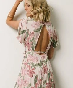 AK Eartha Open Back Wrap Dress | Orchid Floral Dresses