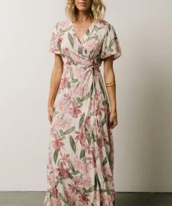 AK Eartha Open Back Wrap Dress | Orchid Floral Dresses