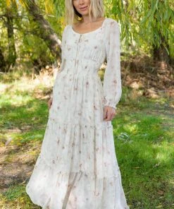 BB Custom Eden Smocked Maxi Dress | Mauve Print