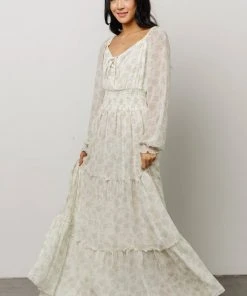 BB Custom Eden Smocked Maxi Dress | Sage Print Dresses