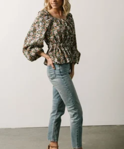 HAY Eileen Long Sleeve Peasant Top | Multi Floral