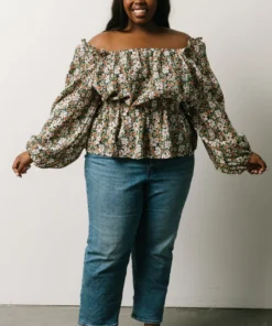 HAY Eileen Long Sleeve Peasant Top | Multi Floral