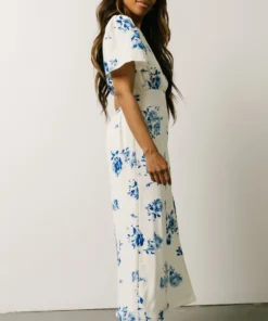 SL Eleanor Midi Dress | Cream + Blue Floral