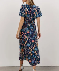 SL Eleanor Midi Dress | Dark Blue + Coral Floral Dresses 4 SL Eleanor Midi Dress | Dark Blue + Coral Floral Dresses