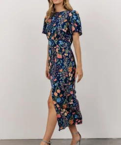 SL Eleanor Midi Dress | Dark Blue + Coral Floral Dresses 2 SL Eleanor Midi Dress | Dark Blue + Coral Floral Dresses