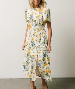 SL Eleanor Midi Dress | Yellow + Blue Floral