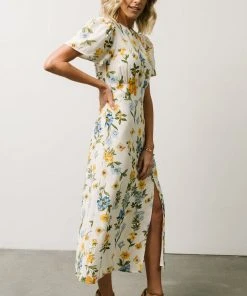 SL Eleanor Midi Dress | Yellow + Blue Floral