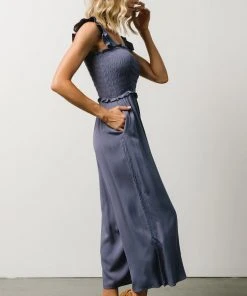 Ellen Wide Leg Jumpsuit | Slate Blue 2 Ellen Wide Leg Jumpsuit | Slate Blue