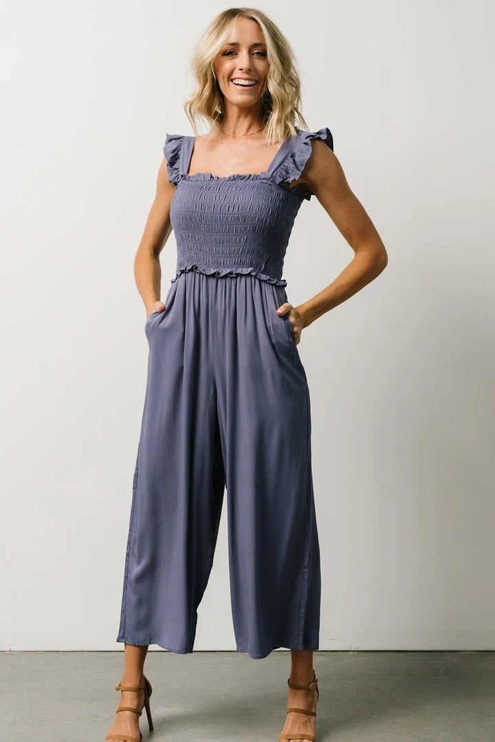 Ellen Wide Leg Jumpsuit | Slate Blue Ellen Wide Leg Jumpsuit | Slate Blue