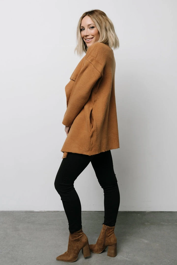 IL Ellison Lapel Cardigan | Camel Tops 2 IL Ellison Lapel Cardigan | Camel Tops