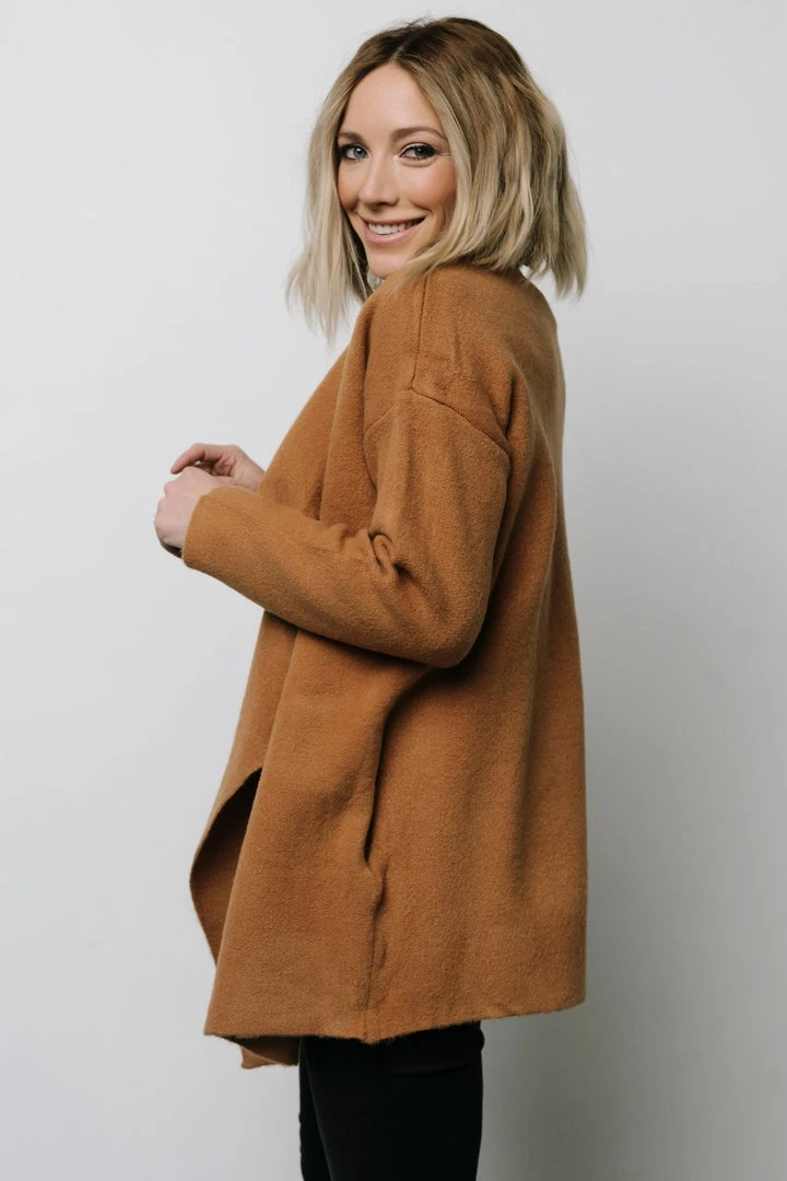IL Ellison Lapel Cardigan | Camel Tops 4 IL Ellison Lapel Cardigan | Camel Tops