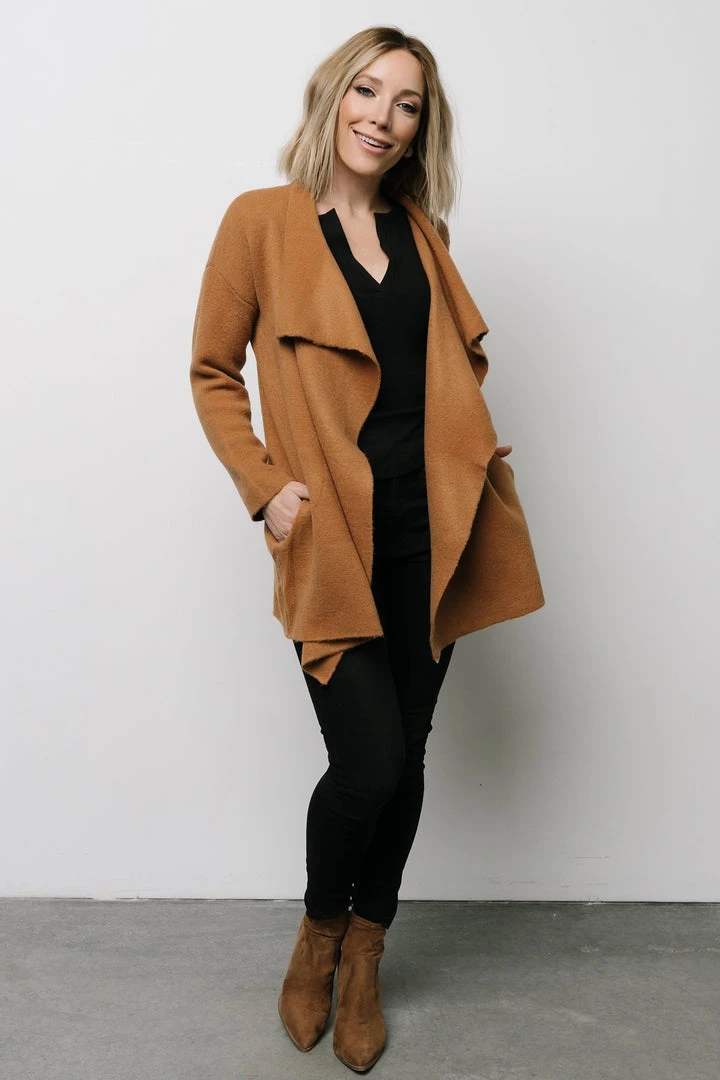 IL Ellison Lapel Cardigan | Camel Tops 3 IL Ellison Lapel Cardigan | Camel Tops