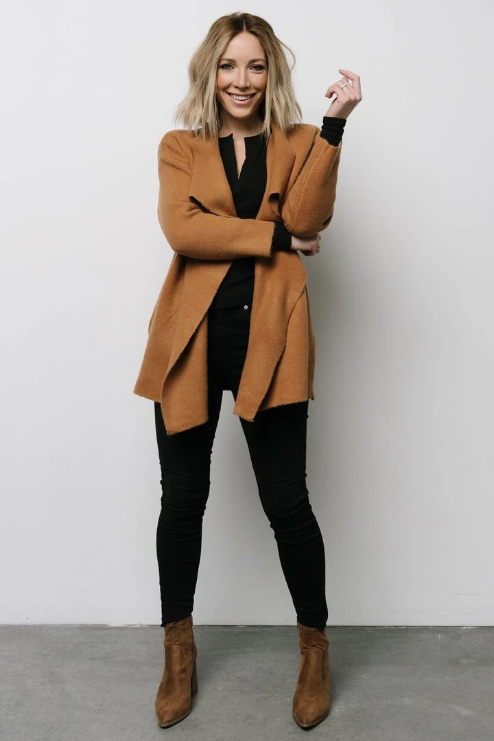 IL Ellison Lapel Cardigan | Camel Tops 6 IL Ellison Lapel Cardigan | Camel Tops