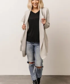 IL Ellison Lapel Cardigan | Light Gray Tops