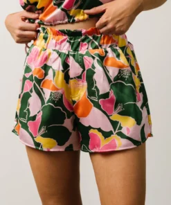 SL Vacation Emilia Paper Bag Shorts | Pink + Green Floral