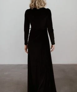 BB Custom Esmerelda Velvet Wrap Maxi Dress | Black Dresses