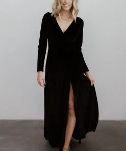 BB Custom Esmerelda Velvet Wrap Maxi Dress | Black Dresses
