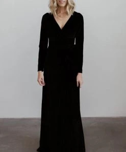BB Custom Esmerelda Velvet Wrap Maxi Dress | Black Dresses