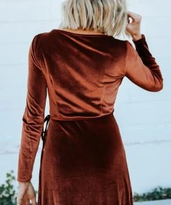 BB Custom Dresses Esmerelda Velvet Wrap Maxi Dress | Bronze