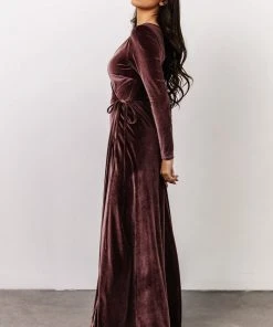 BB Custom Dresses Esmerelda Velvet Wrap Maxi Dress | Dusty Plum