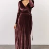 BB Custom Dresses Esmerelda Velvet Wrap Maxi Dress | Dusty Plum