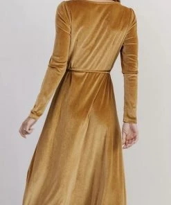 BB Custom Esmerelda Velvet Wrap Maxi Dress | Gold