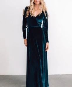 BB Custom Esmerelda Velvet Wrap Maxi Dress | Jade