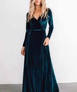 BB Custom Esmerelda Velvet Wrap Maxi Dress | Jade