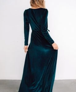 BB Custom Esmerelda Velvet Wrap Maxi Dress | Jade