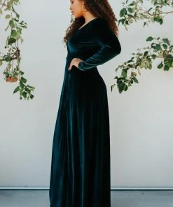 BB Custom Esmerelda Velvet Wrap Maxi Dress | Jade