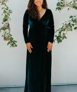BB Custom Esmerelda Velvet Wrap Maxi Dress | Jade