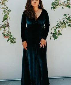BB Custom Esmerelda Velvet Wrap Maxi Dress | Jade