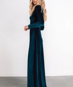 BB Custom Esmerelda Velvet Wrap Maxi Dress | Jade
