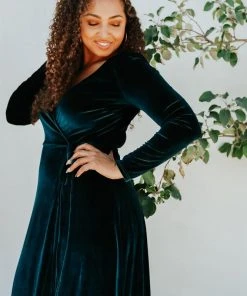 BB Custom Esmerelda Velvet Wrap Maxi Dress | Jade
