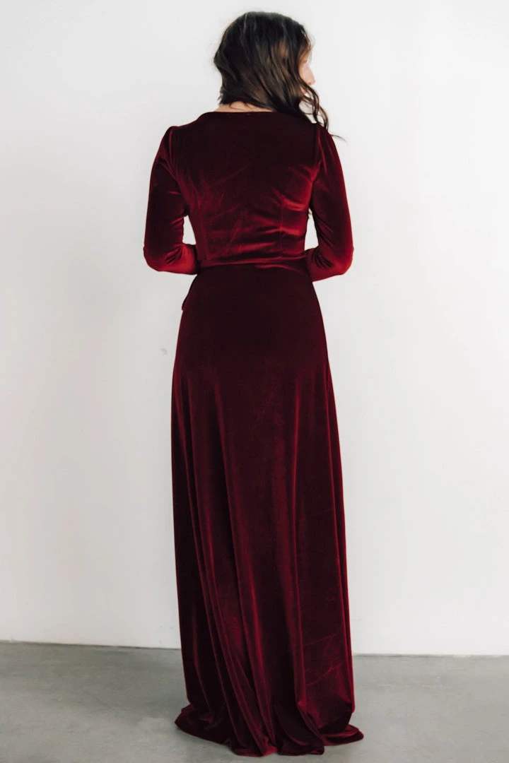 BB Custom Esmerelda Velvet Wrap Maxi Dress | Merlot Dresses 5 BB Custom Esmerelda Velvet Wrap Maxi Dress | Merlot Dresses