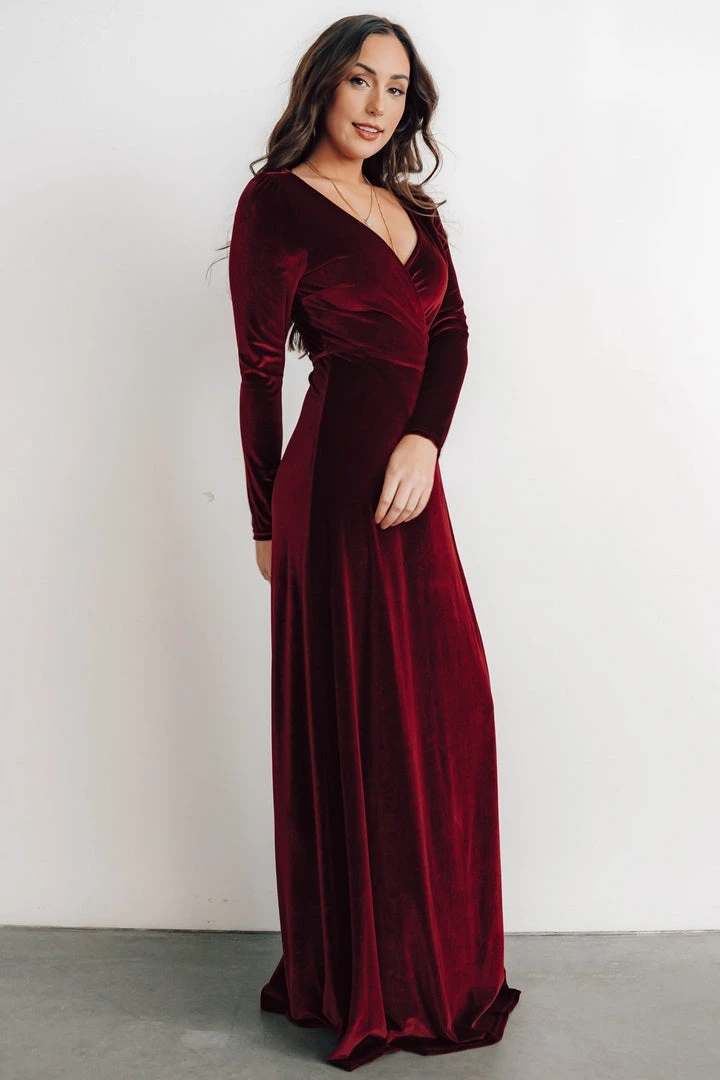 BB Custom Esmerelda Velvet Wrap Maxi Dress | Merlot Dresses 7 BB Custom Esmerelda Velvet Wrap Maxi Dress | Merlot Dresses