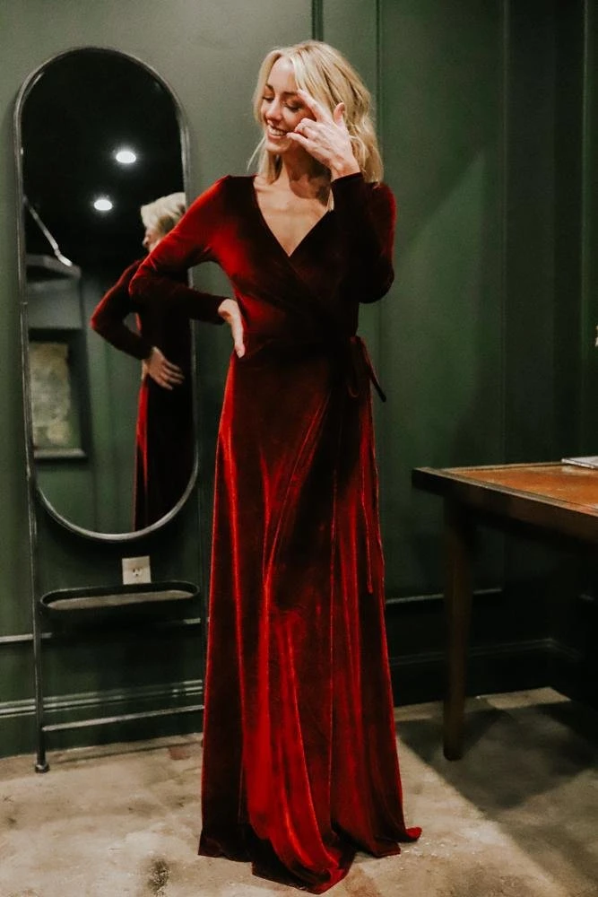 BB Custom Esmerelda Velvet Wrap Maxi Dress | Merlot Dresses 9 BB Custom Esmerelda Velvet Wrap Maxi Dress | Merlot Dresses