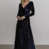 BB Custom Esmerelda Velvet Wrap Maxi Dress | Navy
