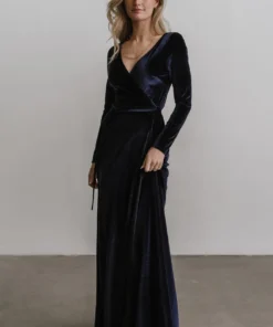 BB Custom Esmerelda Velvet Wrap Maxi Dress | Navy 7 BB Custom Esmerelda Velvet Wrap Maxi Dress | Navy