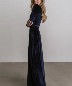 BB Custom Esmerelda Velvet Wrap Maxi Dress | Navy 4 BB Custom Esmerelda Velvet Wrap Maxi Dress | Navy