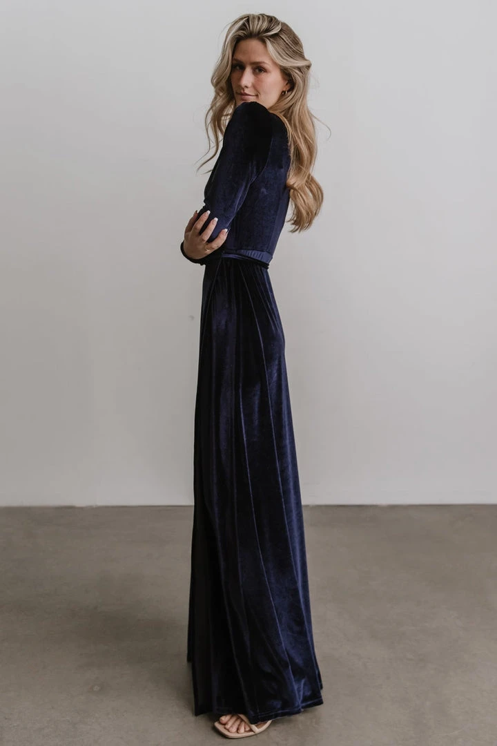 BB Custom Esmerelda Velvet Wrap Maxi Dress | Navy BB Custom Esmerelda Velvet Wrap Maxi Dress | Navy