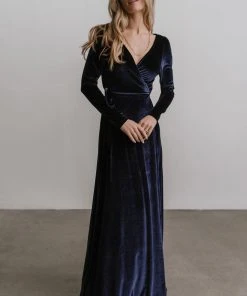 BB Custom Esmerelda Velvet Wrap Maxi Dress | Navy